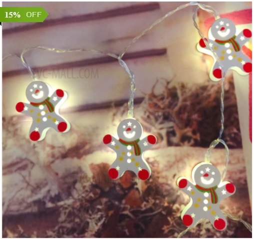 Painted 10-LED Light Strings Double-sided Christmas Decoration Light String 2m - White Snowman